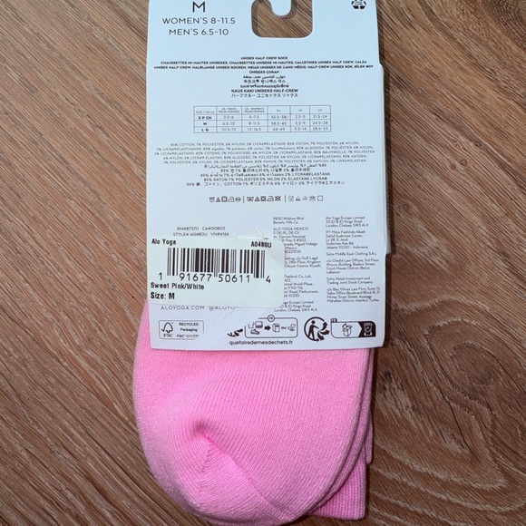 Alo Sweet Pink Unisex Half-Crew Socks size M NWT ๐ - Picture 2 of 5